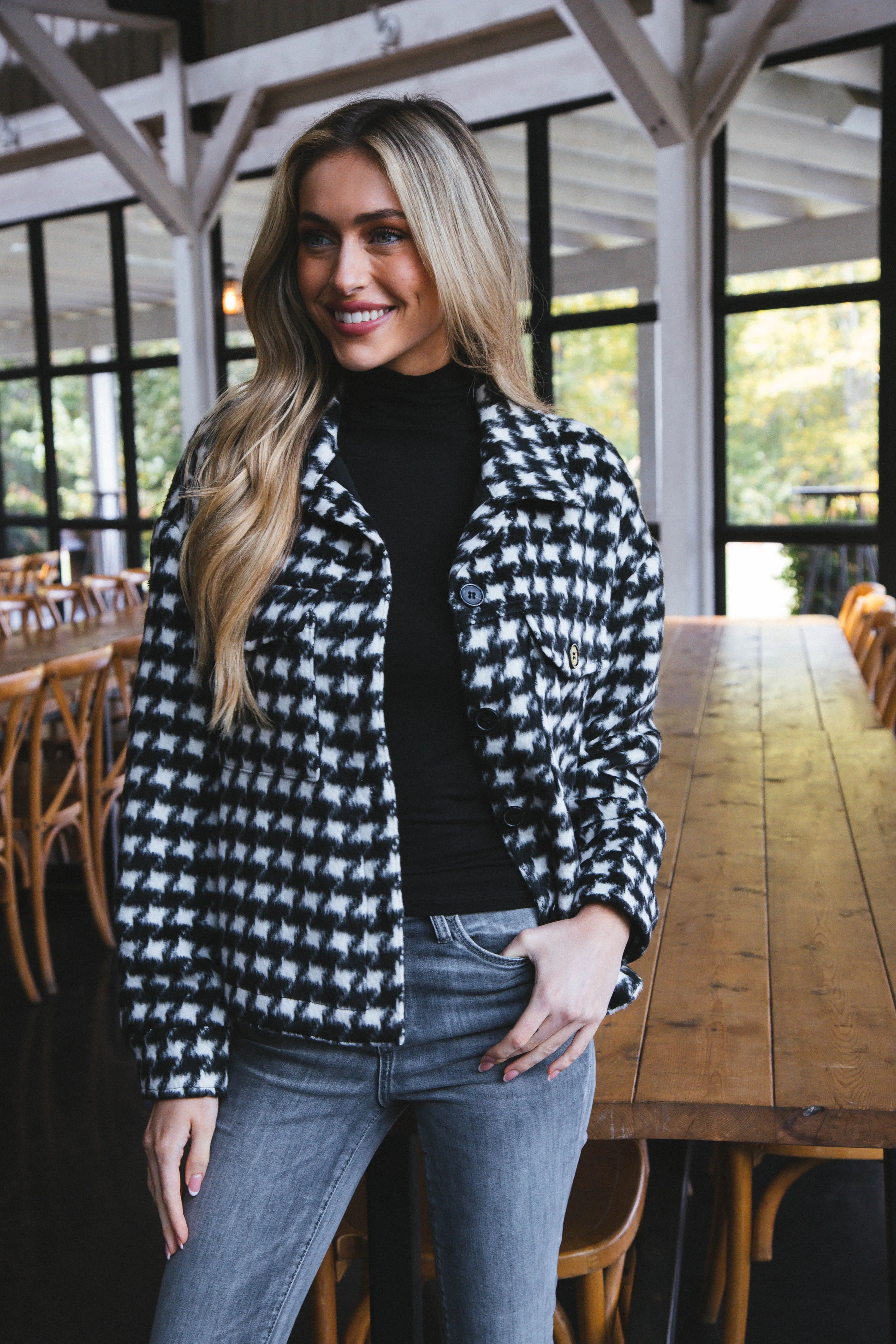 The Shacket, Brushed Houndstooth | Sanctuary