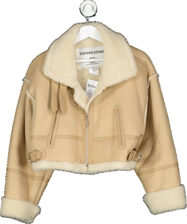 Top Dressing Beige Leather Look Mustang Jacket UK M