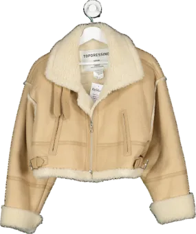 Top Dressing Beige Leather Look Mustang Jacket UK M