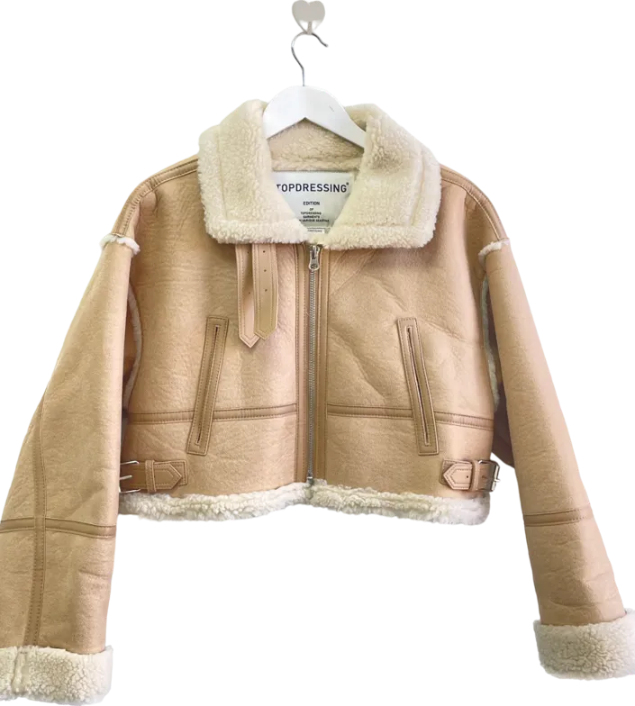 Top Dressing Beige Leather Look Mustang Jacket UK M