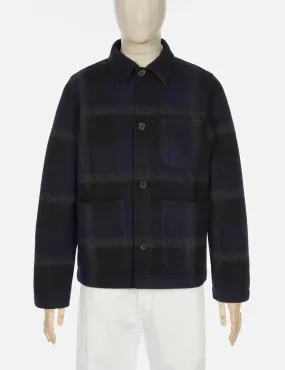 Universal Works Field Jacket (Large Plaid Fleece) - Black/Grey