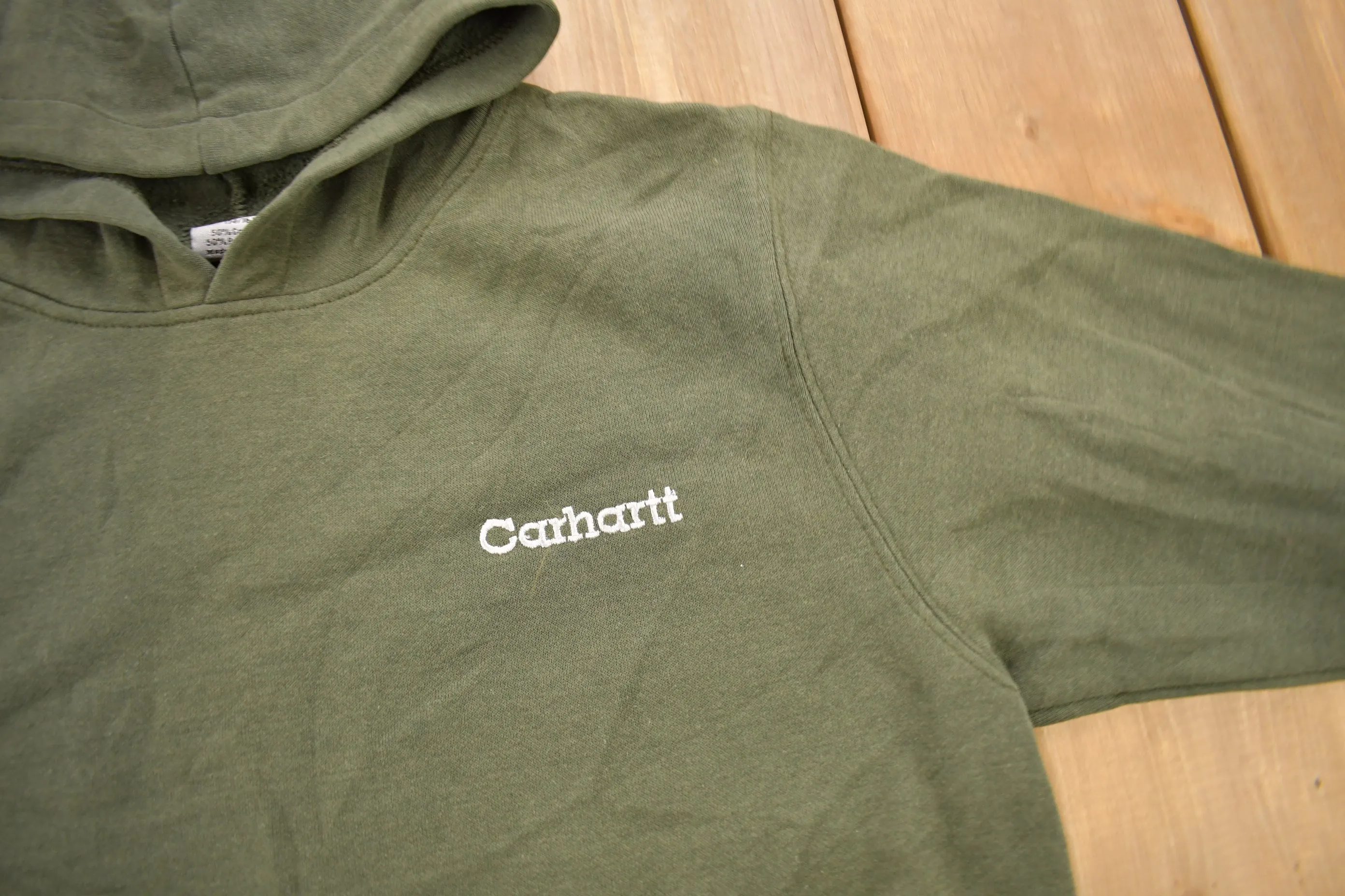 Vintage 1990s Carhartt Green Hoodie / Vintage Workwear / Vintage Brown Sweater / Carhartt Sweater / Heavy Weight Hoodie