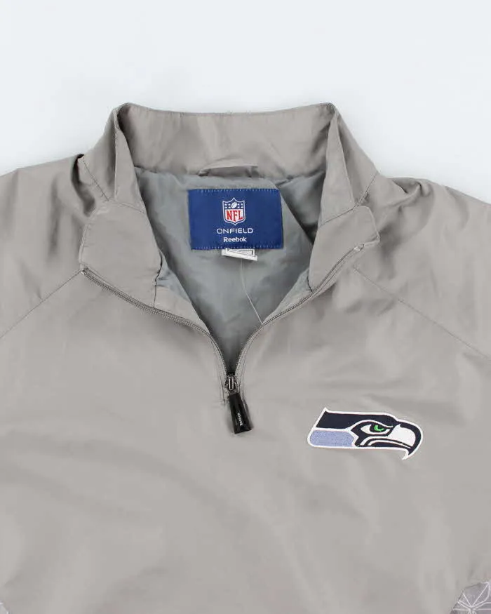 Vintage Men's NFL Sea Hawkes X Reebok Grey Track Jacket - L