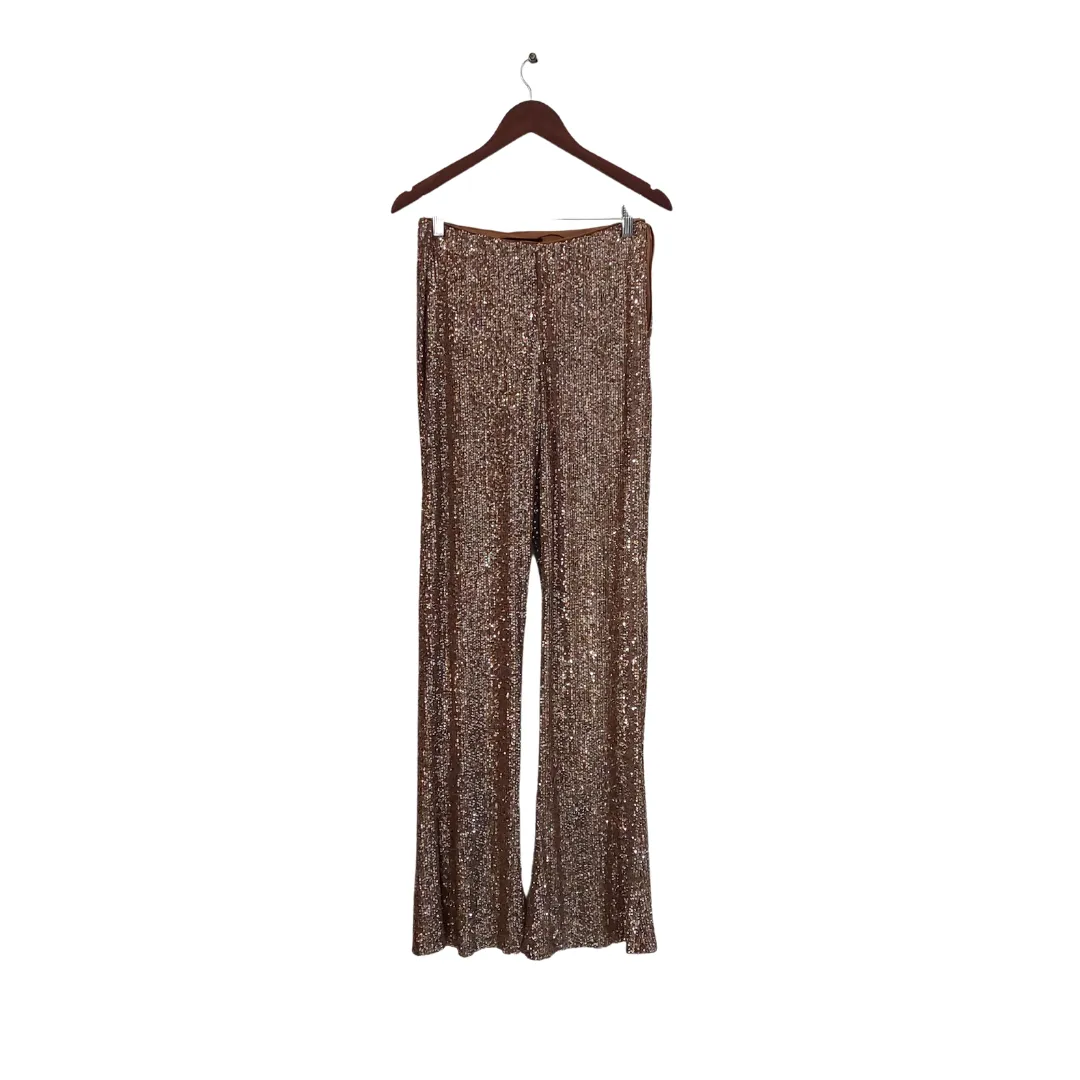 ZARA Bronze Sequins High Waisted Pants | Like New |