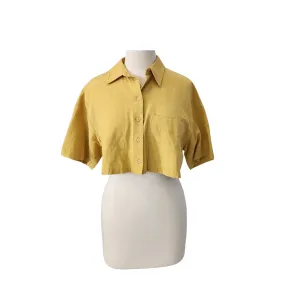 ZARA Mustard Cropped Collared Shirt | Pre Loved