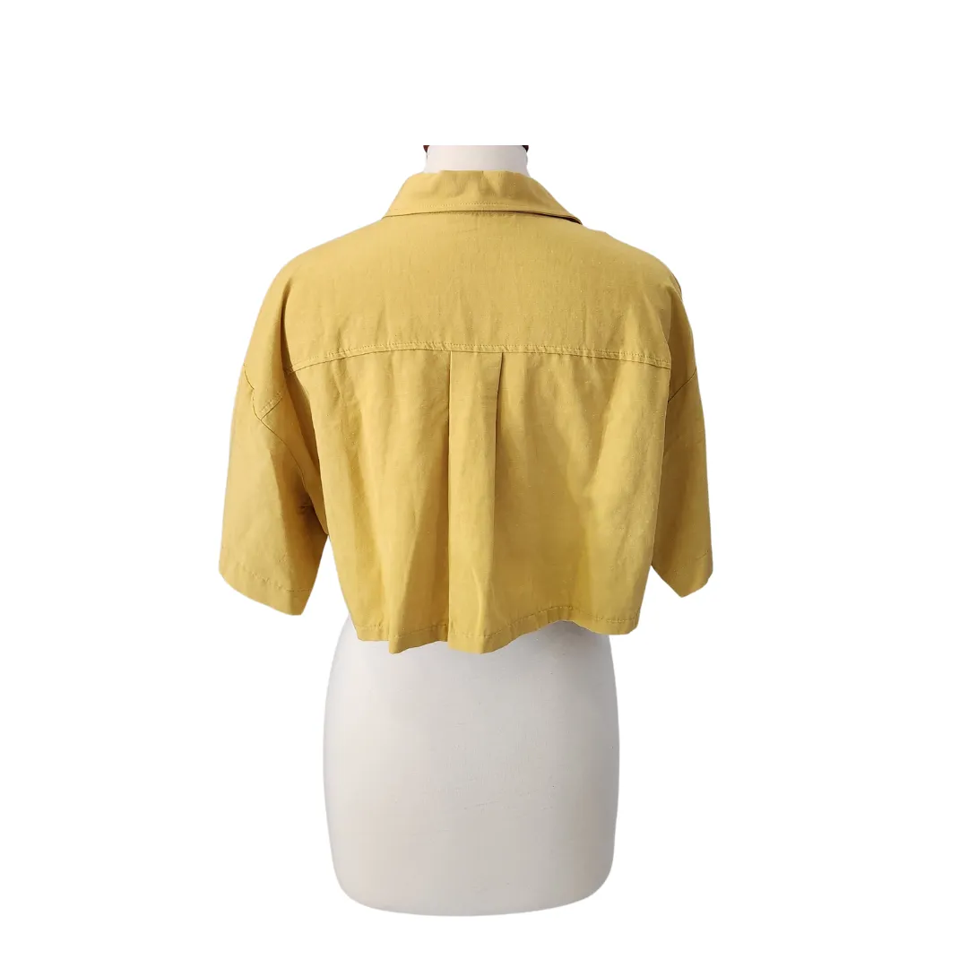 ZARA Mustard Cropped Collared Shirt | Pre Loved