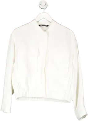 ZARA White Viscose And Linen Blend Jacket UK XS